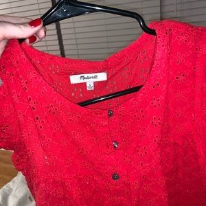 madewell coral blouse size L